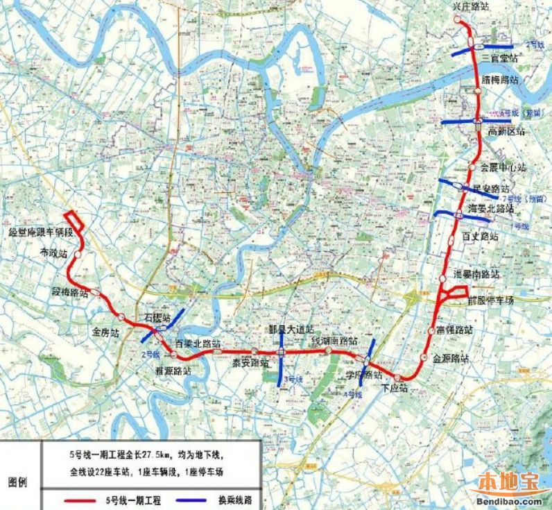 宁波地铁5号线一期线路走向